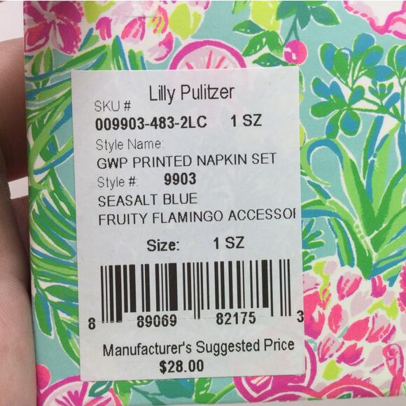 Lilly Pulitzer Cloth Cocktail Napkin Fruity Flamingo Set of 4 NIB - Picture 6 of 6